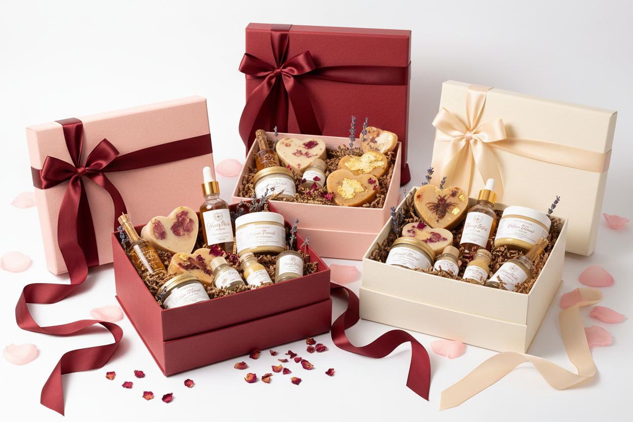 Valentine’s Gift Collection of self-care bath and body treats for romantic and self-love moments