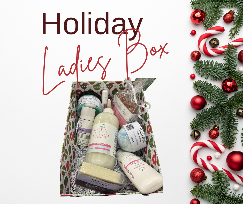 Holiday soap and candy cane scrubs gift box collection by Silken Lather Cosmetics