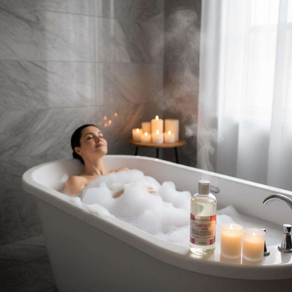 473 ml Lavender Bubble Bath bottle with relaxing lavender scent and soothing botanicals
