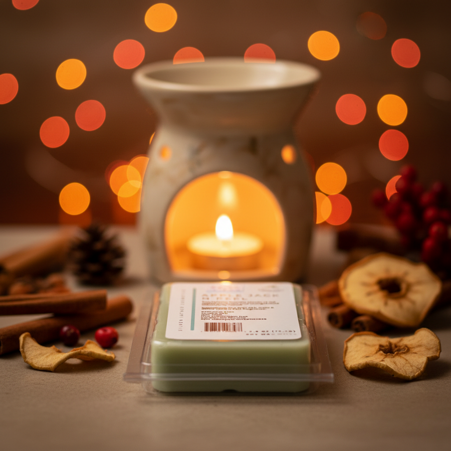 Apple Jack N Peel wax melts with apple, cinnamon, clove, and citrus scent
