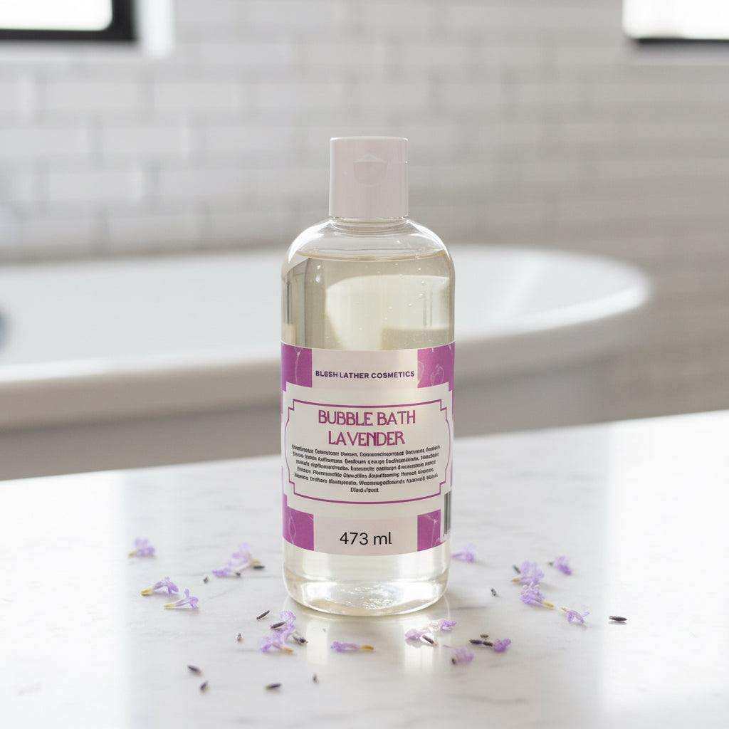 473 ml bottle of Lavender Bubble Bath with soothing floral scent and moisturizing botanicals