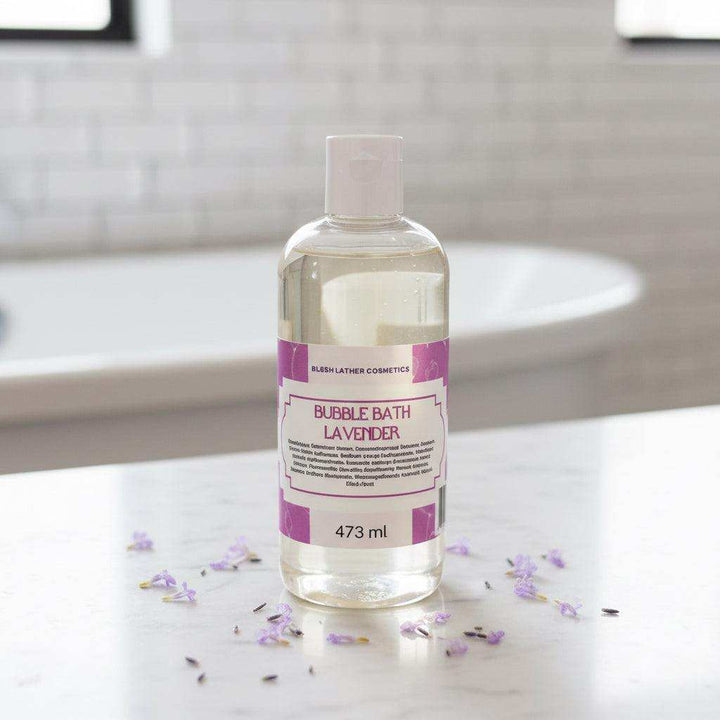 473 ml bottle of Lavender Bubble Bath with soothing floral scent and moisturizing botanicals