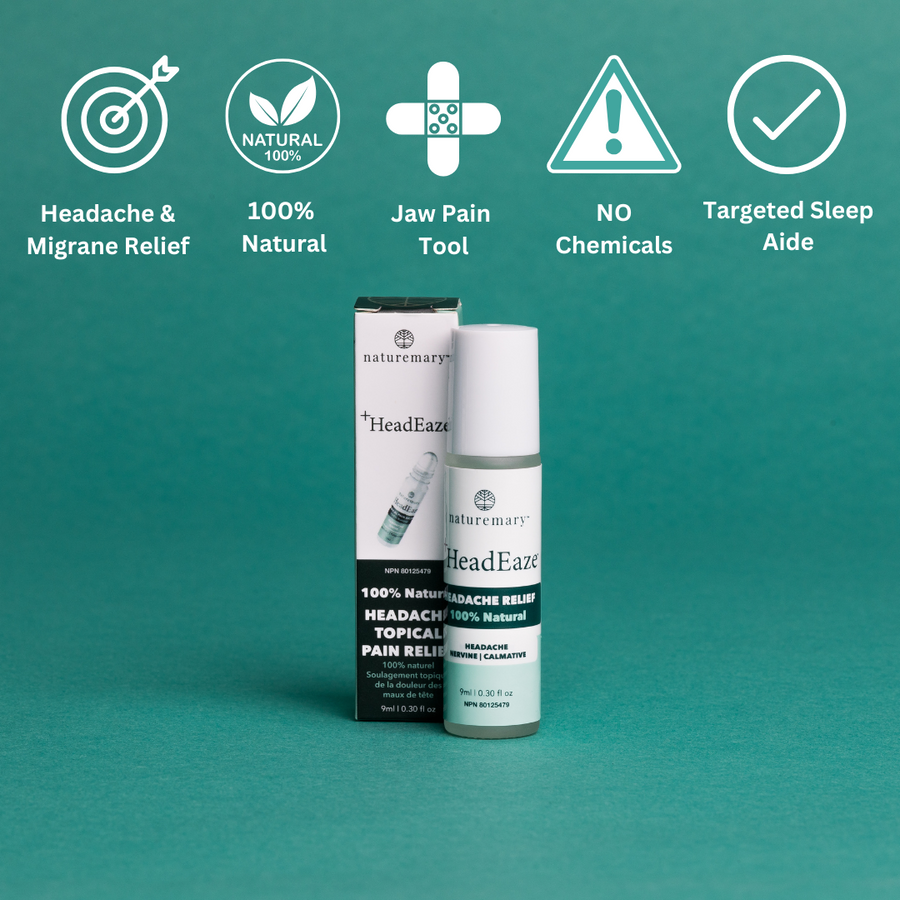 Naturemary +HeadEaze Headache Roller with lavender and peppermint for natural headache relief