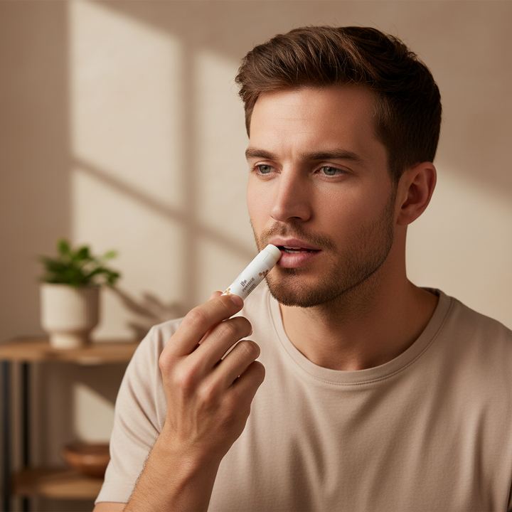 Bee Propolis Lip Butter with peppermint in a jar, natural nourishing lip balm with bee propolis and rich butters