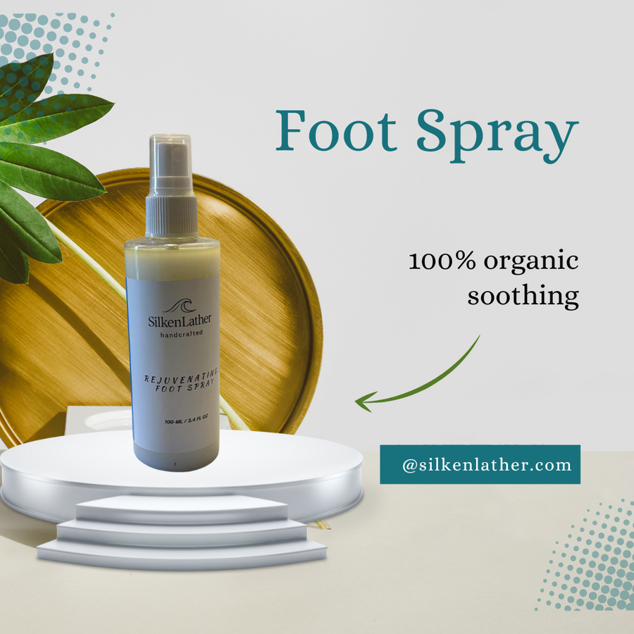 Rejuvenating Foot Spray 100ml bottle with botanical ingredients for soothing tired feet