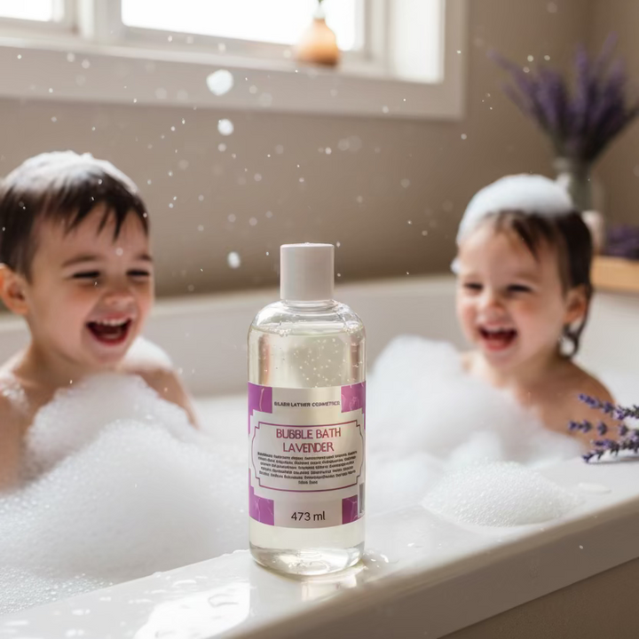 473 ml bottle of Lavender Bubble Bath with soothing lavender scent and moisturizing botanicals