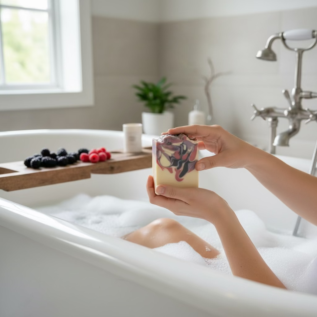 Black Raspberry Vanilla Handmade Soap -Moisturizing Triple Butter Bar