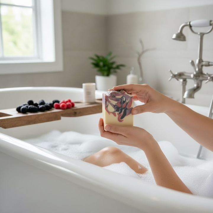 Black Raspberry Vanilla Handmade Soap -Moisturizing Triple Butter Bar