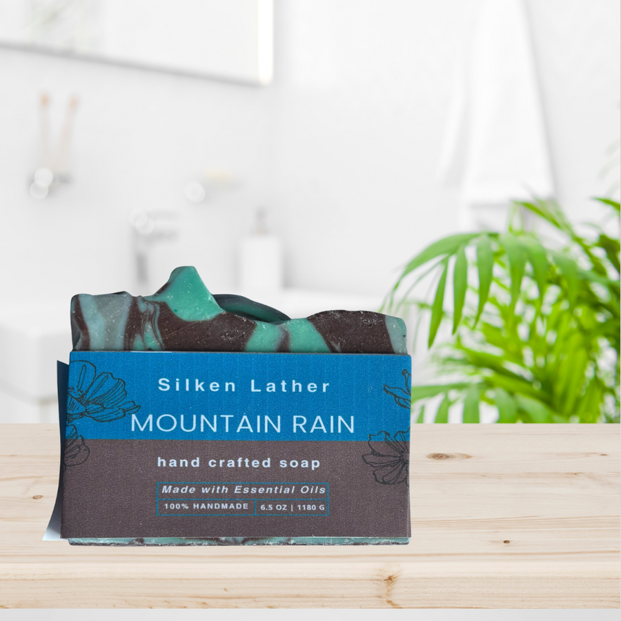 Mountain Rain Fragranced Soap Bar with coconut and olive oils and refreshing floral citrus scent