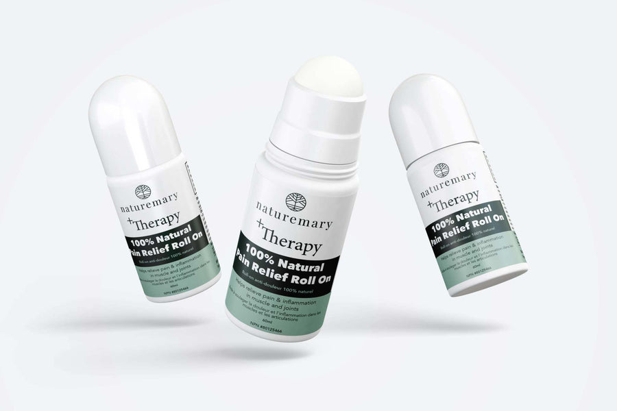 NatureMary’s 3X Therapy Pain-Relief Roll-On for fast, natural muscle and joint pain relief with peppermint and terpene blend