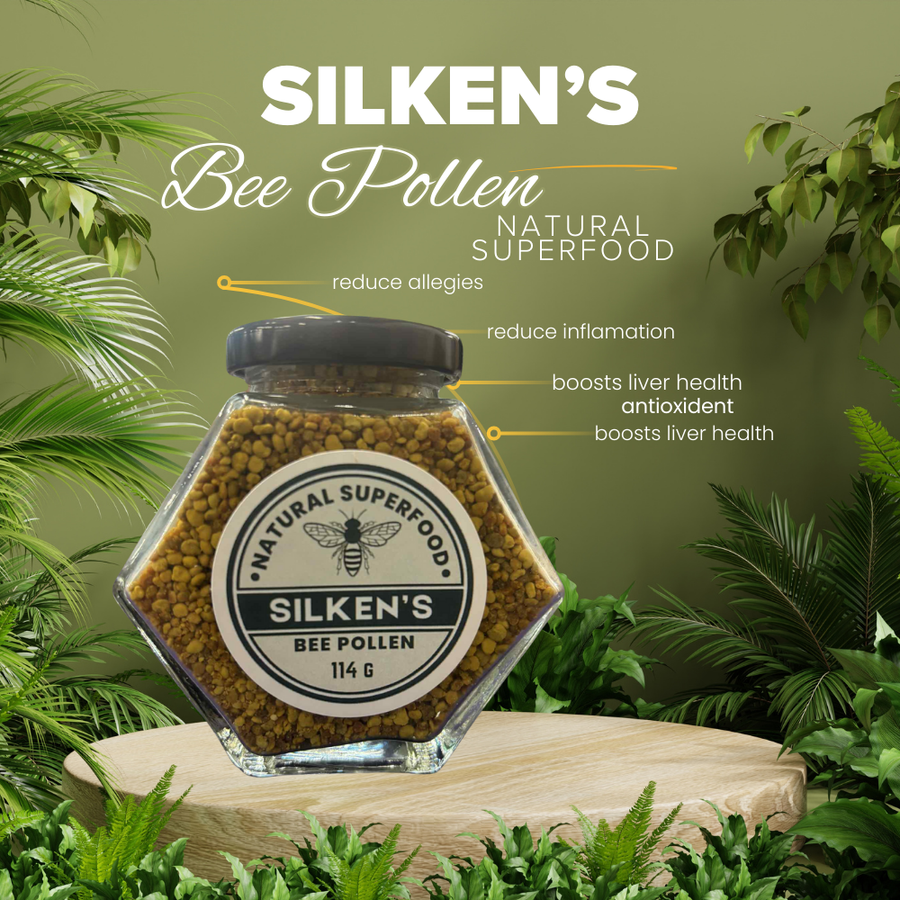 Silken’s Bee Pollen 114 g jar of natural nutrient-rich superfood granules