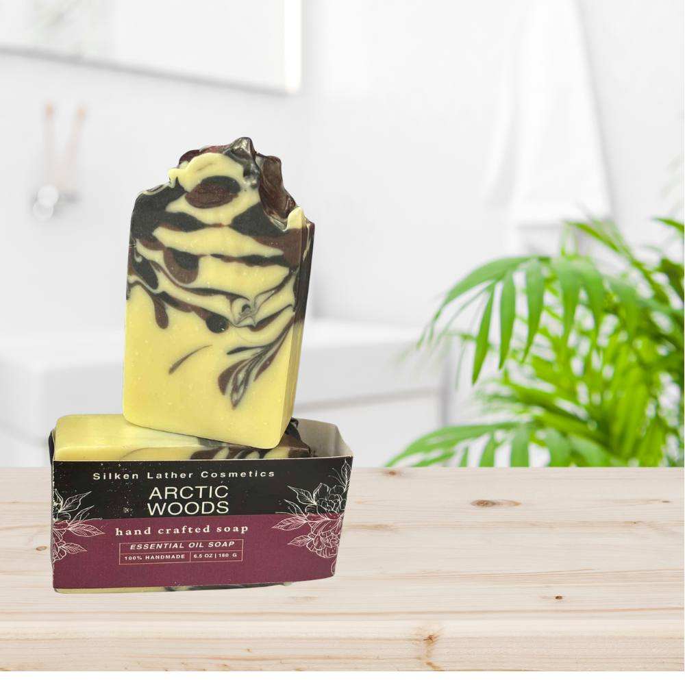 Arctic Woods Soap bar with tallow, shea butter, and peppermint for refreshing, moisturizing skin care