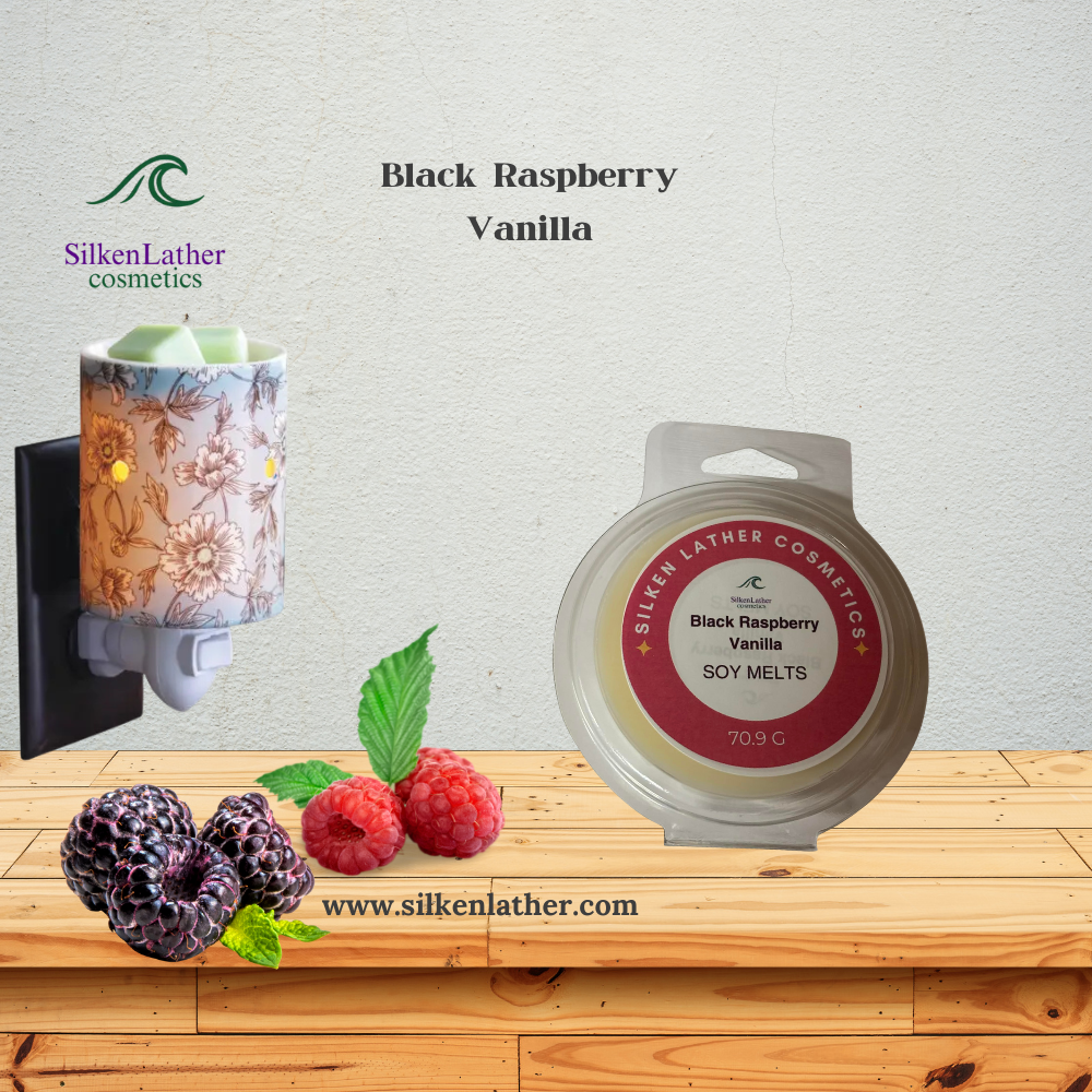Black Raspberry Vanilla Wax Melts pack with rich berry and creamy vanilla aroma for long-lasting home fragrance