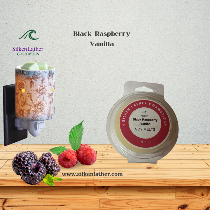 Black Raspberry Vanilla Wax Melts pack with rich berry and creamy vanilla aroma for long-lasting home fragrance