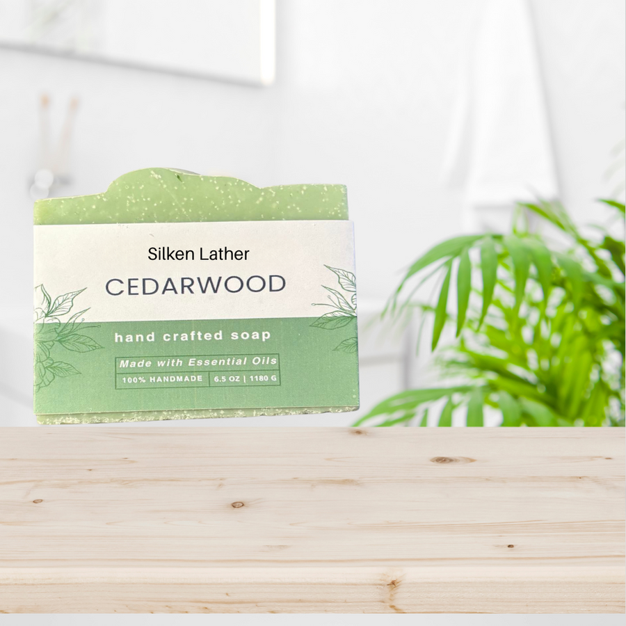 Cedarwood Soap Bar 180 ml with natural oils, warm woody scent, and nourishing hydration