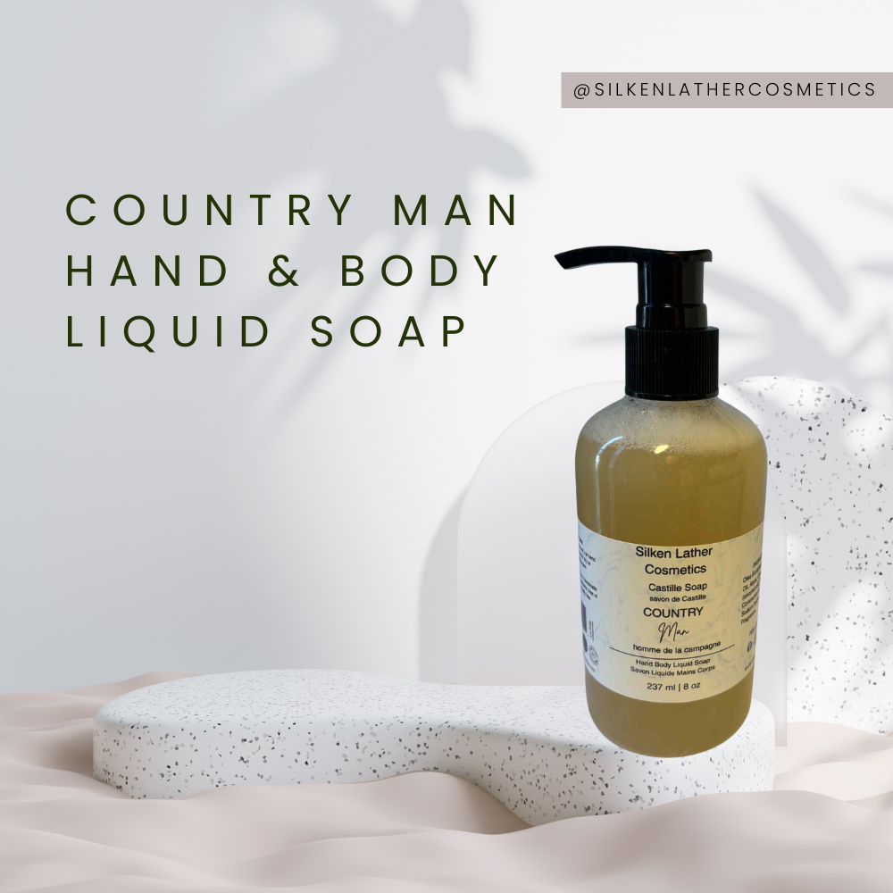Country Man Castile Liquid Soap 8 oz bottle with natural oils and masculine scent