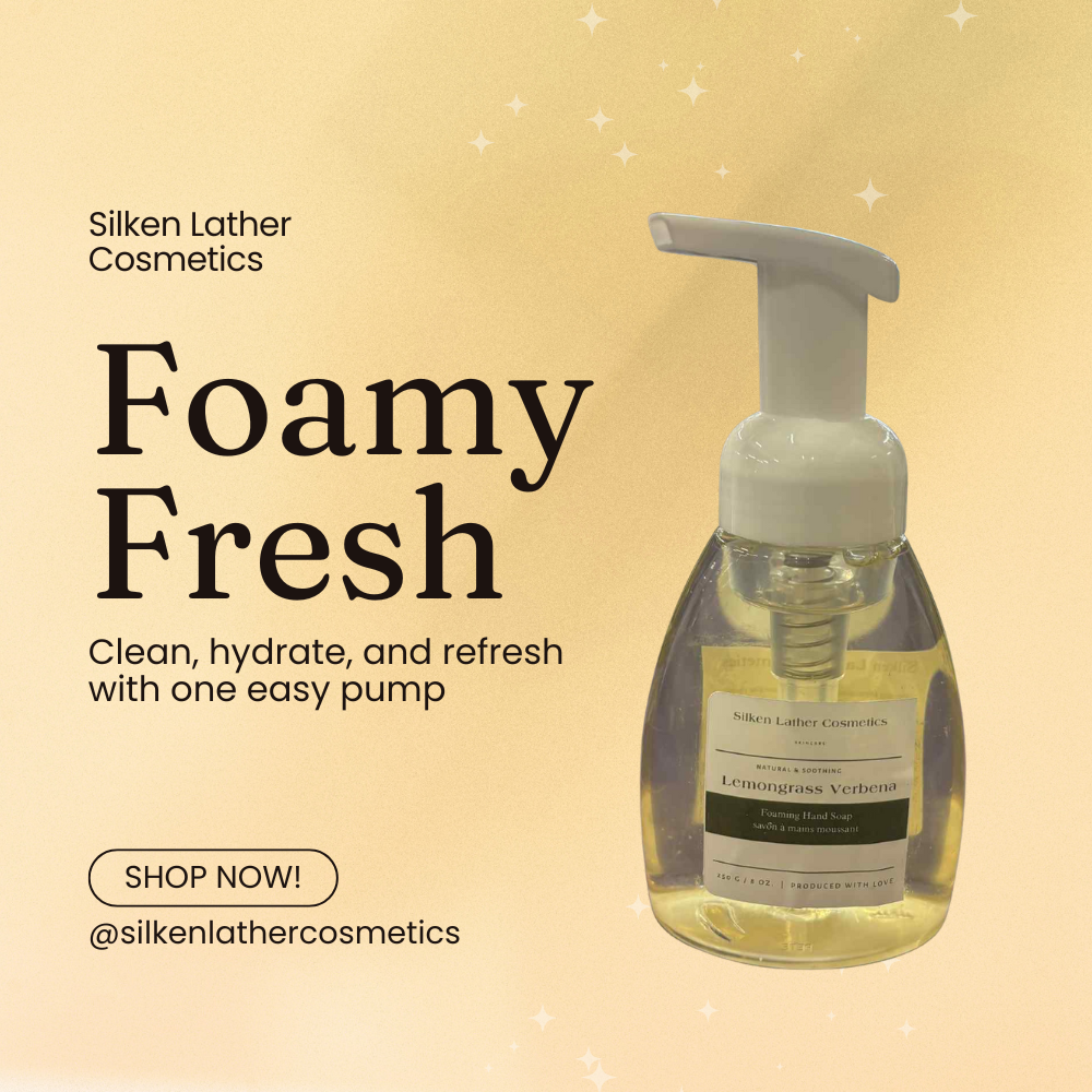 250 ml bottle of Lemongrass Verbena Foaming Soap with citrusy, refreshing scent and gentle cleansing formula