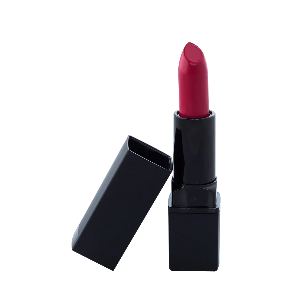 Bee Sting Natural Lipstick tube with vibrant red shade and natural ingredients background