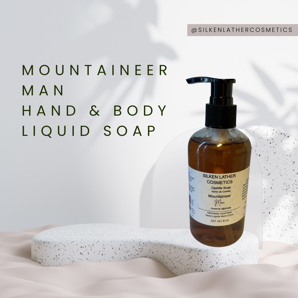 Liquid Soap - Mountaineer Man Castile Hand & Body Soap, 8 oz for Men