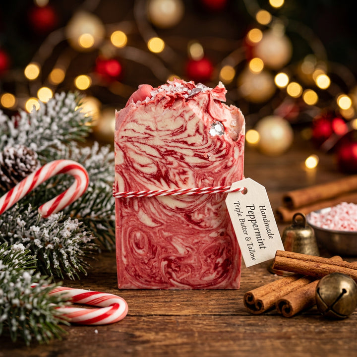 Peppermint Candy Crush-Triple Butter & Tallow Handcrafted Soap 191g