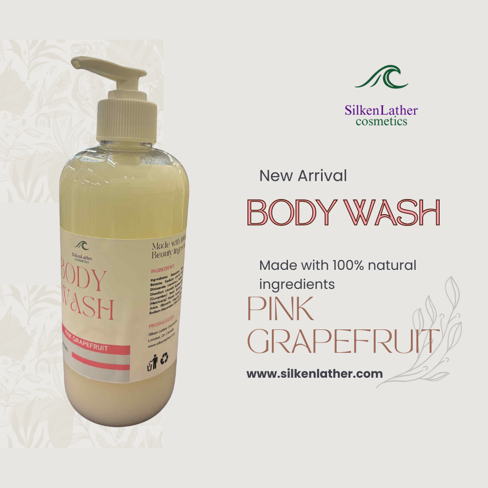 Pink Grapefruit Body Wash 473 ml bottle with citrus and botanical ingredients for gentle, refreshing cleanse