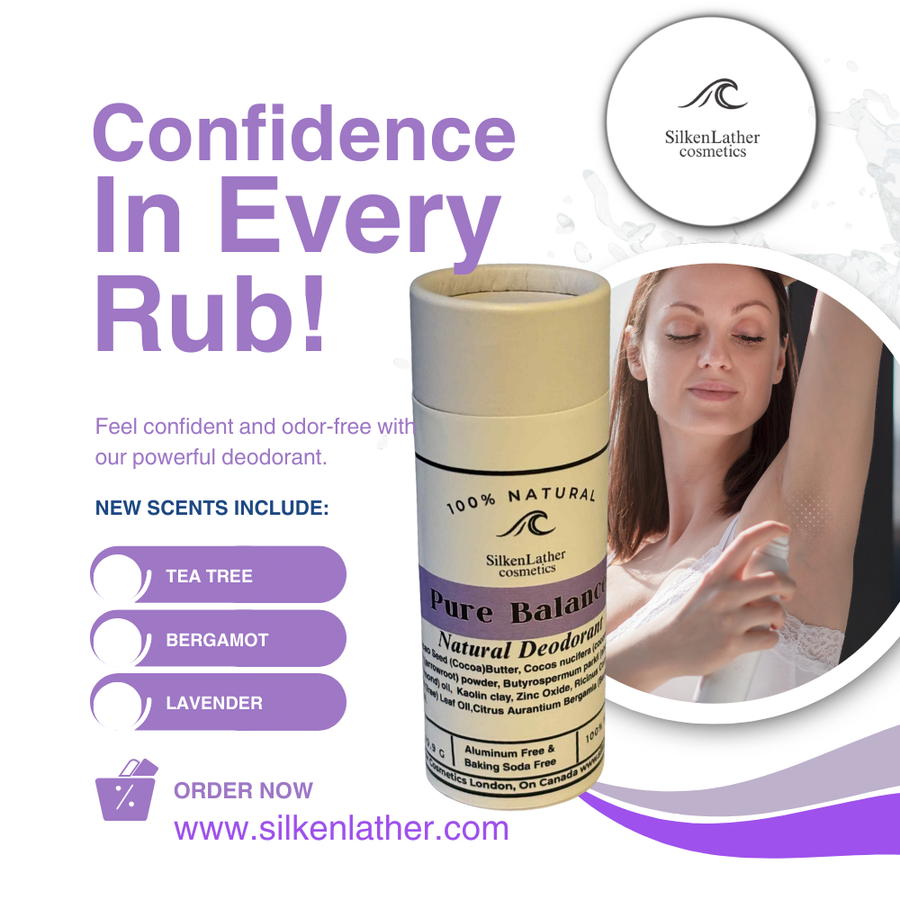 Pure Balance Natural Deodorant Lavender and Bergamot aluminum-free with shea butter and coconut oil for sensitive skin
