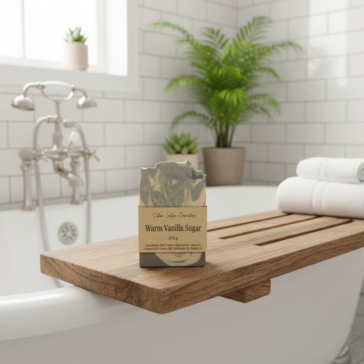 Natural Handmade Soap - Warm Vanilla Sugar Tallow & Shea Bar 170g